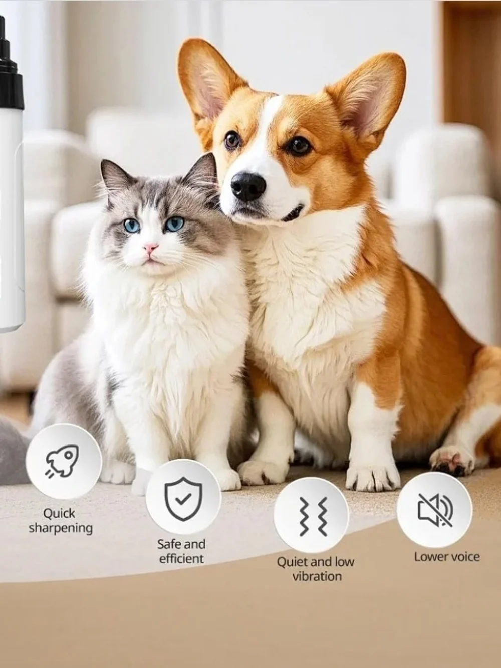 Quiet Professional Dog/Cat Nail Grinder, 2-Speed Rechargeable Trimmer